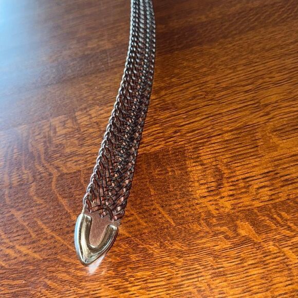 Perry Ellis Brown Leather Braided Belt Men's XXL 42 - Picture 6 of 10